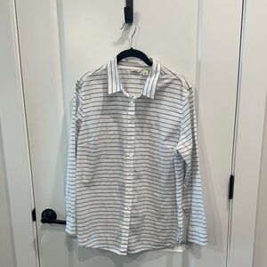 L.L. Bean Classic White and Gray Striped Shirt